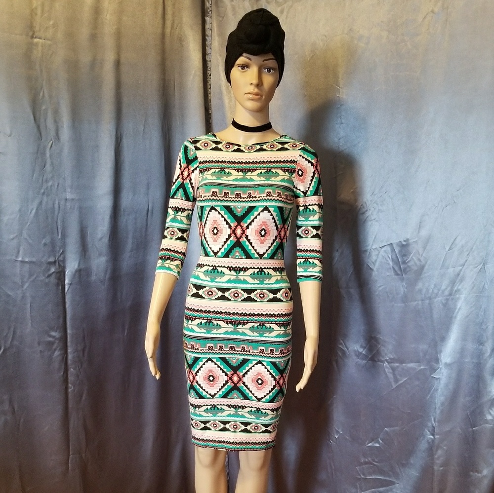 Aztec midi dress low back